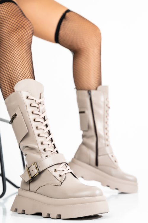 Bézs természetes bőr bakancs 2s7h22864np