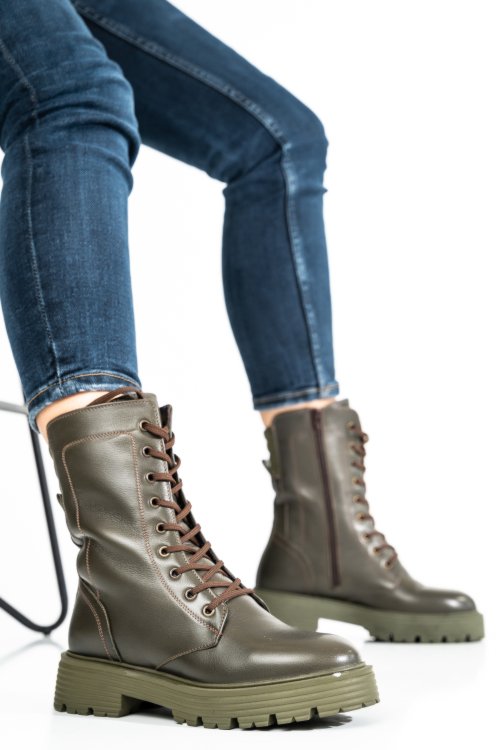 Khaki természetes bőr bakancs 2s7h22828np