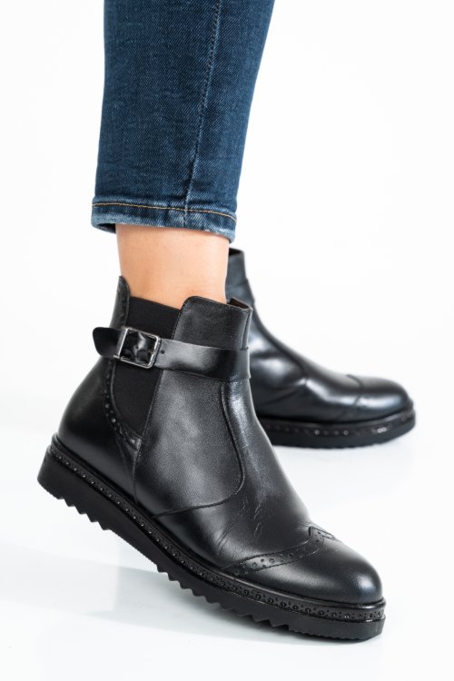 Fekete természetes bőr bakancs 9s7h02