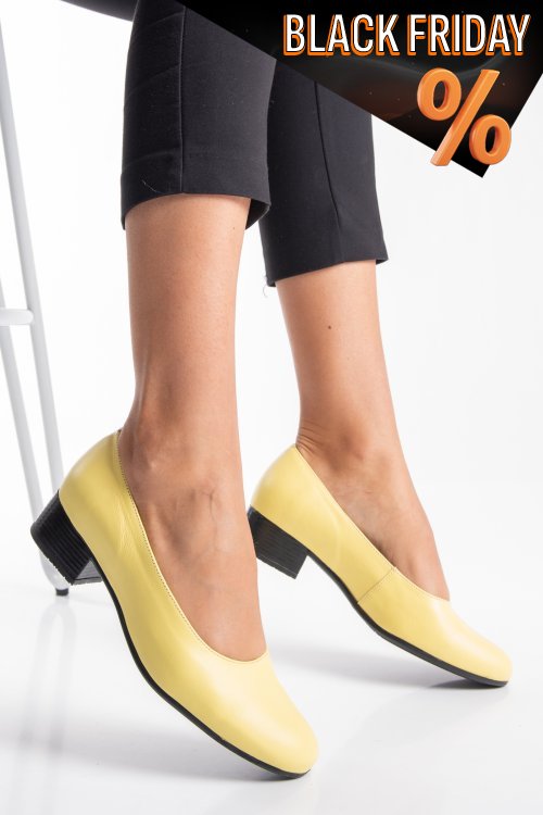 Sárga természetes bőr magassarkú cipők 2s7h040