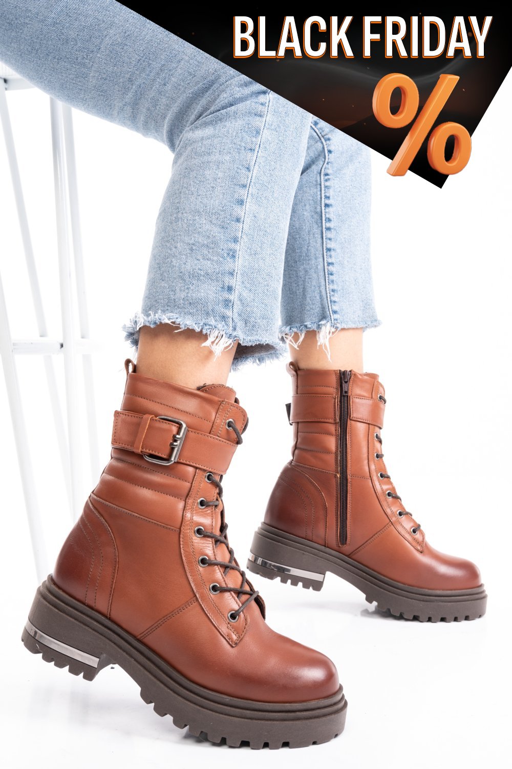 Barna természetes bőr bakancs 2s7h02846np