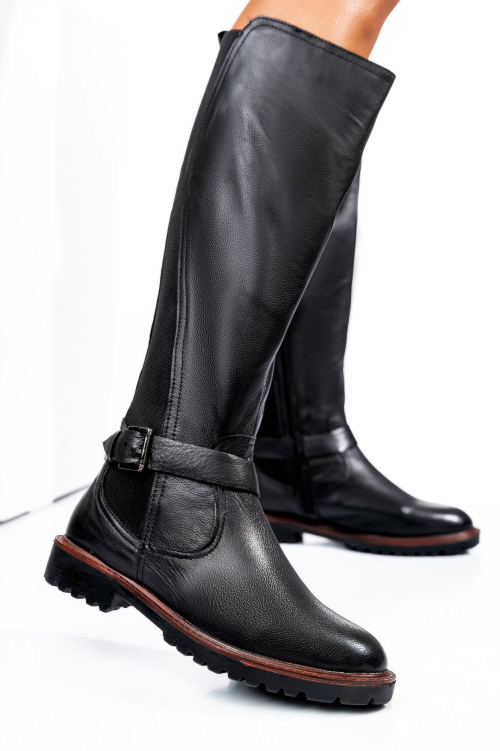 Fekete természetes bőr csizma 8s7h793
