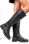Fekete természetes bőr csizma 8s7h793