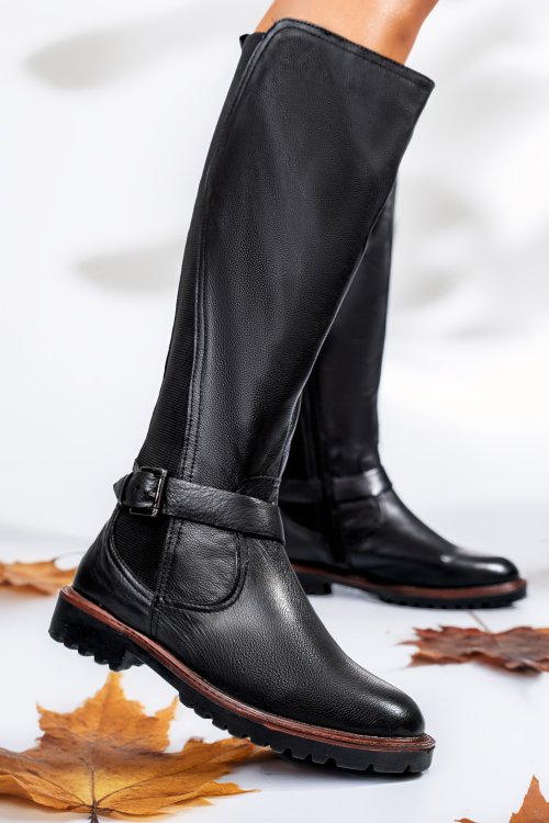 Fekete természetes bőr csizma 8s7h793