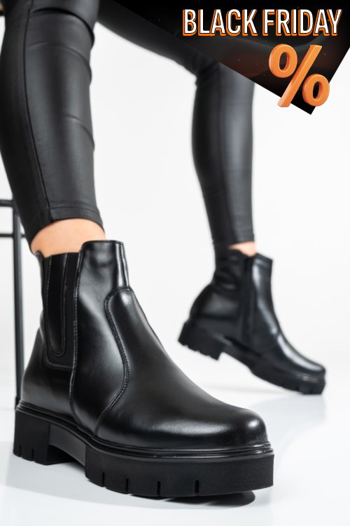 Fekete természetes bőr bakancs 9s7h59