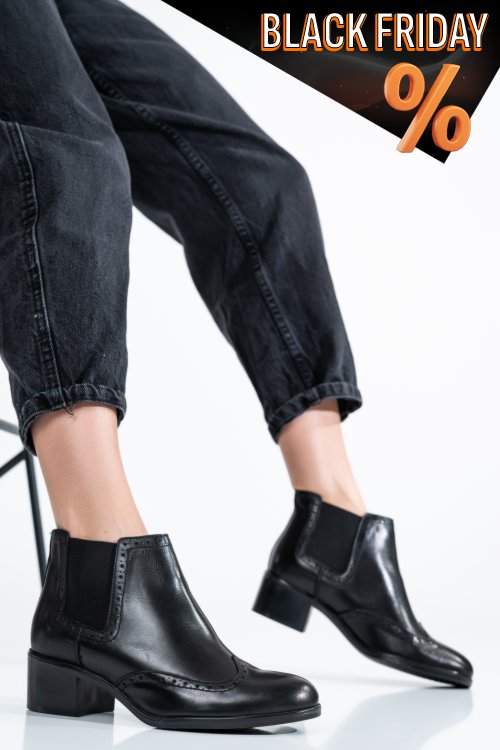 Fekete természetes bőr bakancs 9s7h042