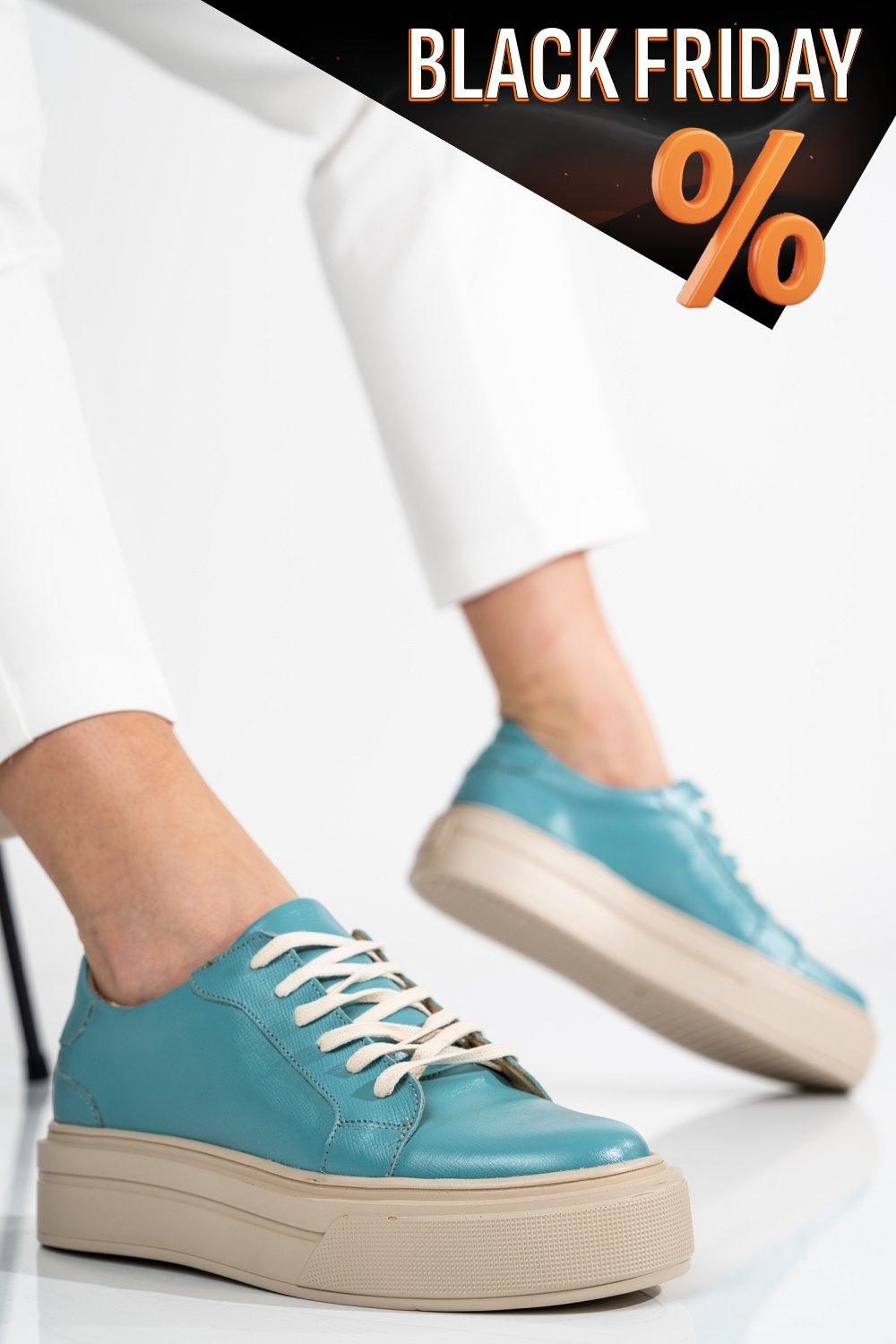 Türkiz természetes bőr sport cipők 3s7h001