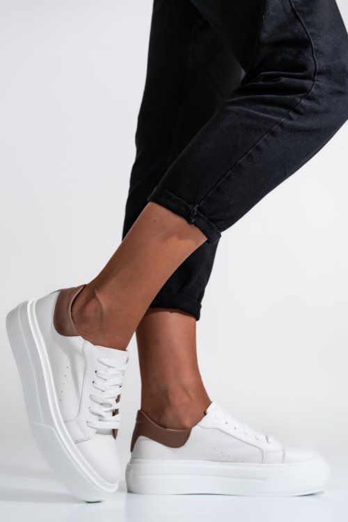 Bézs természetes bőr sport cipők 3s7h001b