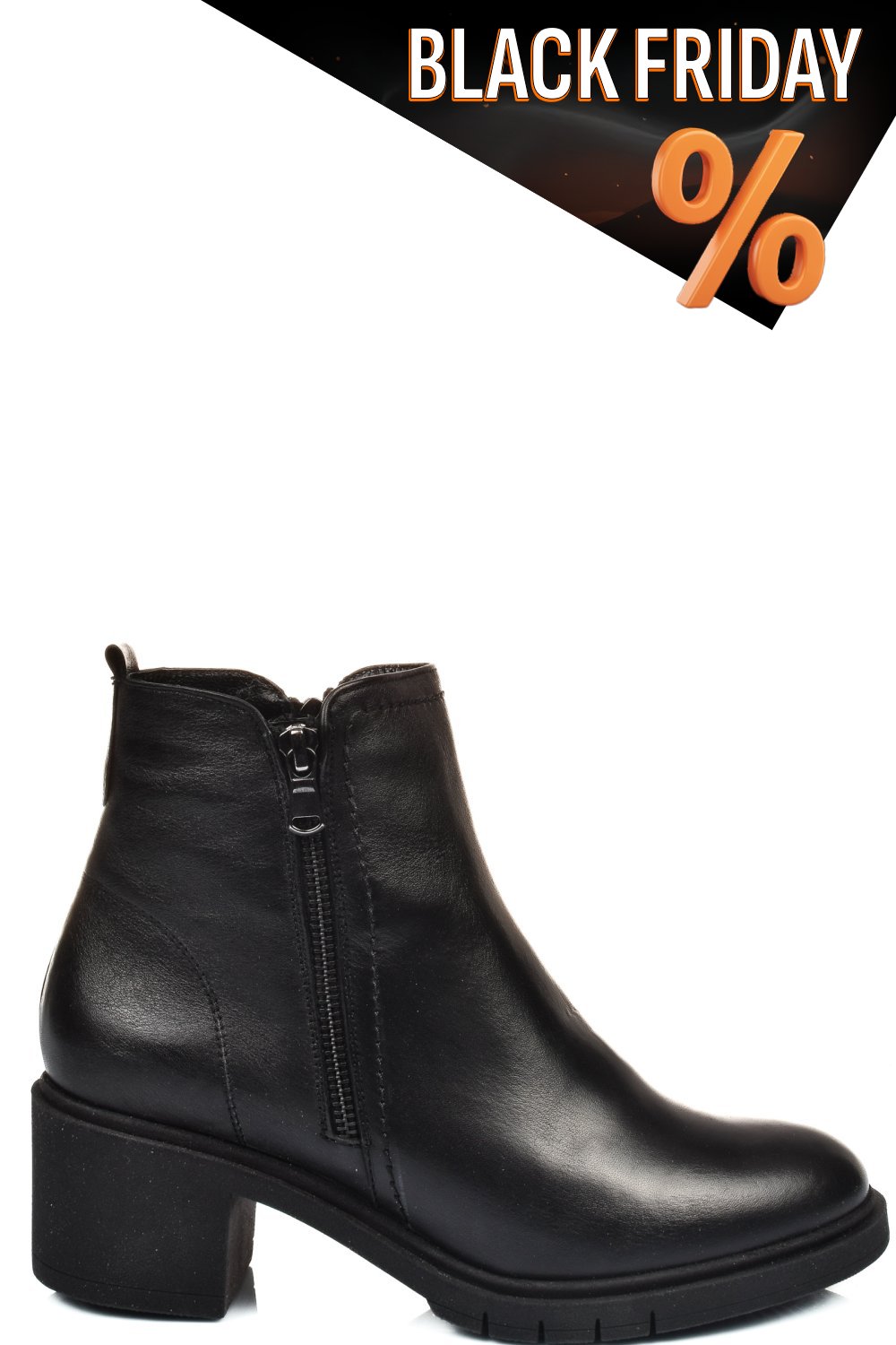 Fekete természetes bőr bokacsizma 2s7h32-026np