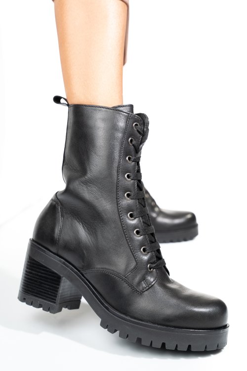 Fekete természetes bőr bokacsizma 2s7hsi0050201