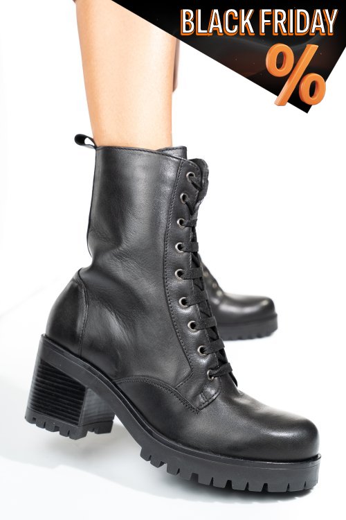 Fekete természetes bőr bokacsizma 2s7hsi0050201