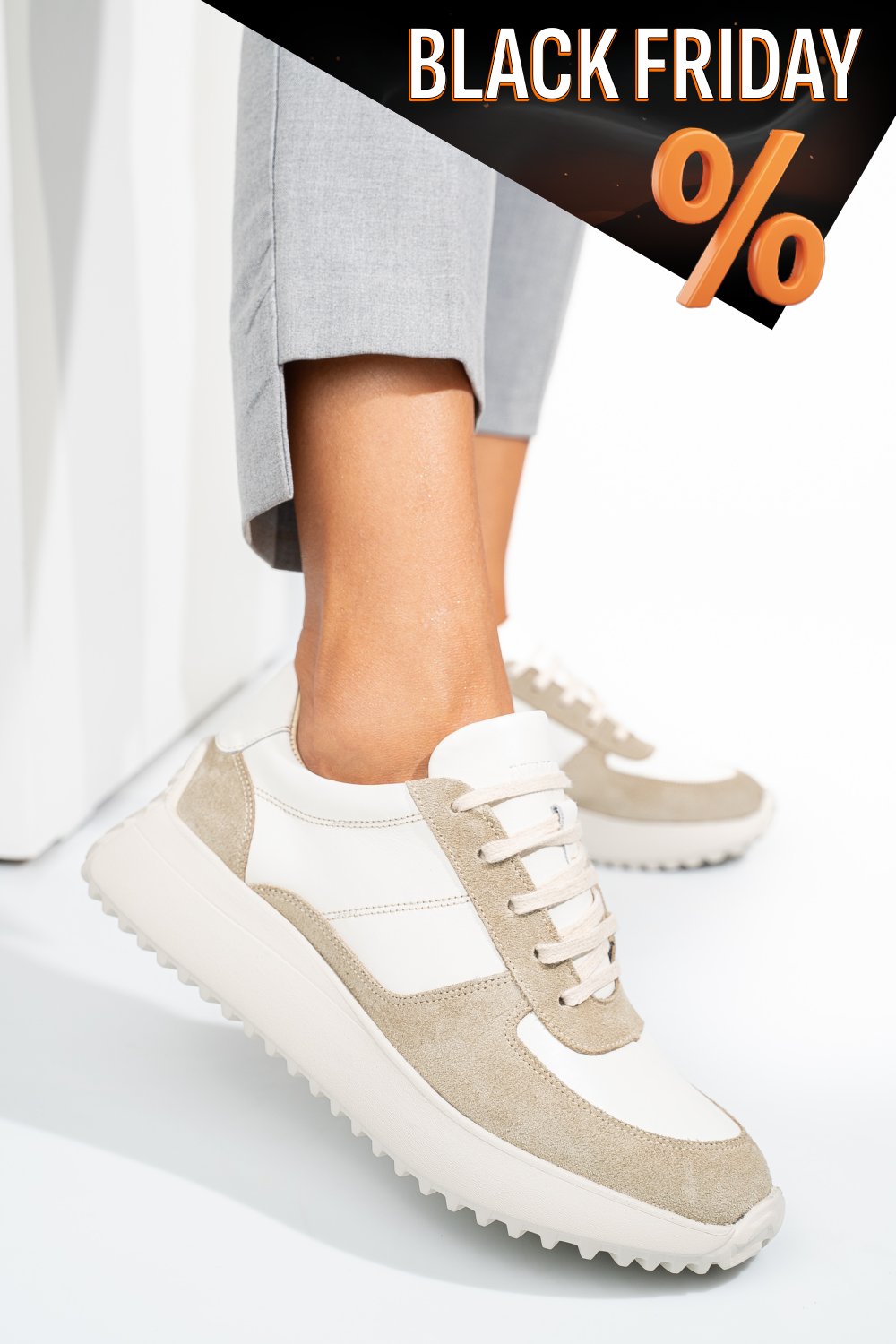 Bézs természetes bőr sport cipők 4s7h54