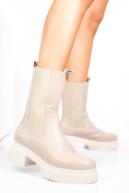 Bézs természetes bőr bakancs 7s7h69-003