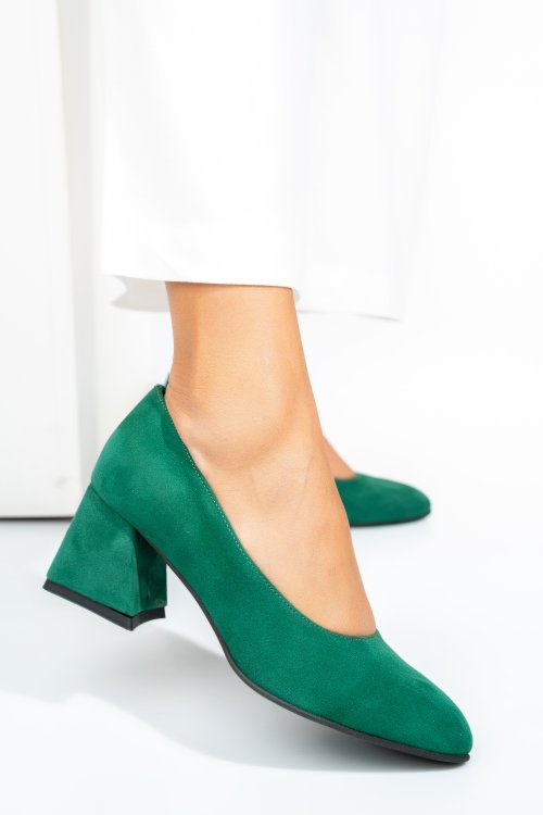 Zöld fordított bőr magassarkú cipők 5s7h006