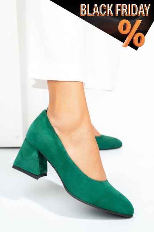 Zöld fordított bőr magassarkú cipők 5s7h006
