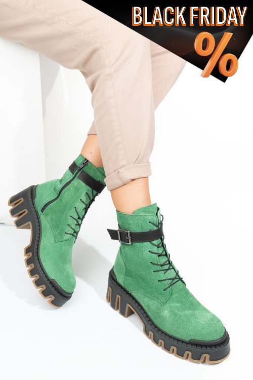Zöld fordított bőr bakancs 2s7h42818sp