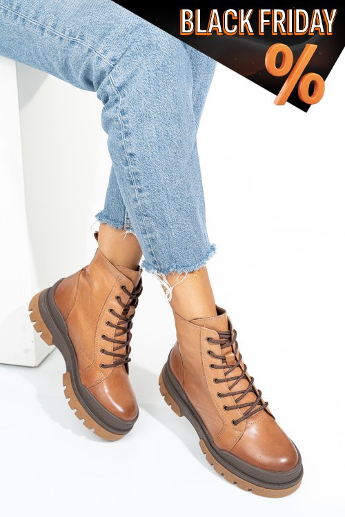 Barna természetes bőr bakancs 2s7h22836np