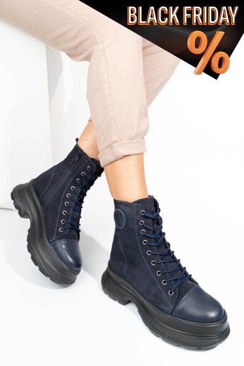 Tengerészkék fordított bőr bakancs 2s7h22860sp