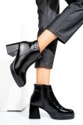 Fekete természetes lakkozott bőr bokacsizma 2s7h42827npk