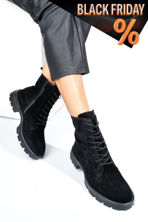 Fekete fordított bőr bakancs 2s7h42801sp