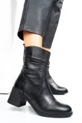 Fekete természetes bőr bokacsizma 2s7h42811np
