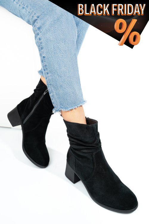 Fekete fordított bőr bokacsizma 2s7h42811sp