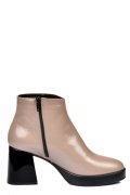 Bézs természetes lakkozott bőr bokacsizma 2s7h42827npk
