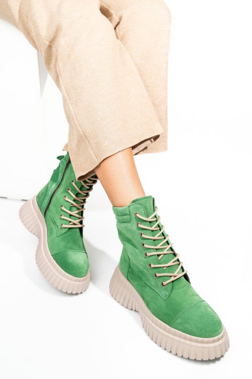 Zöld fordított bőr bakancs 2s7h42805sp