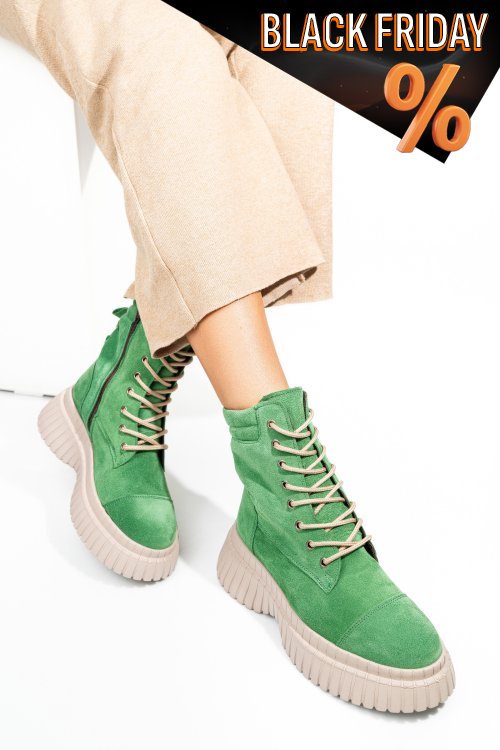 Zöld fordított bőr bakancs 2s7h42805sp