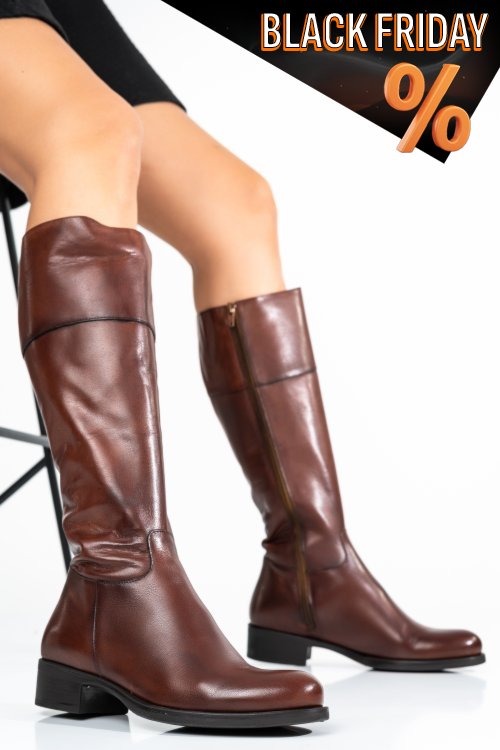 Barna természetes bőr csizma as7hliena