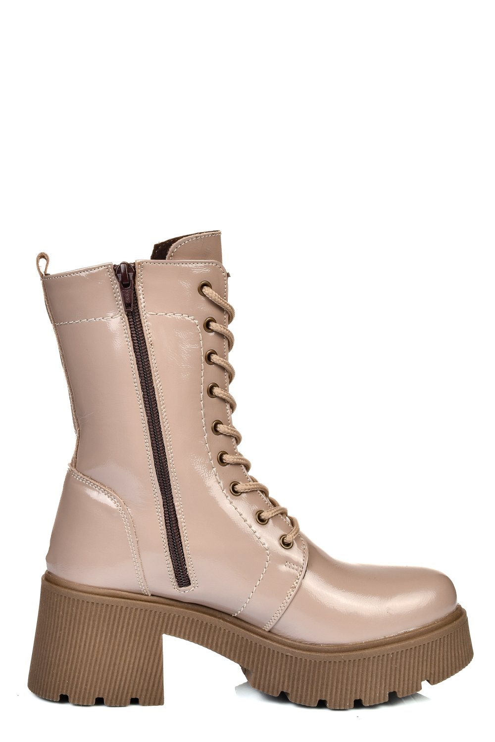 Bézs természetes lakkozott bőr bakancs 2s7h42823npk