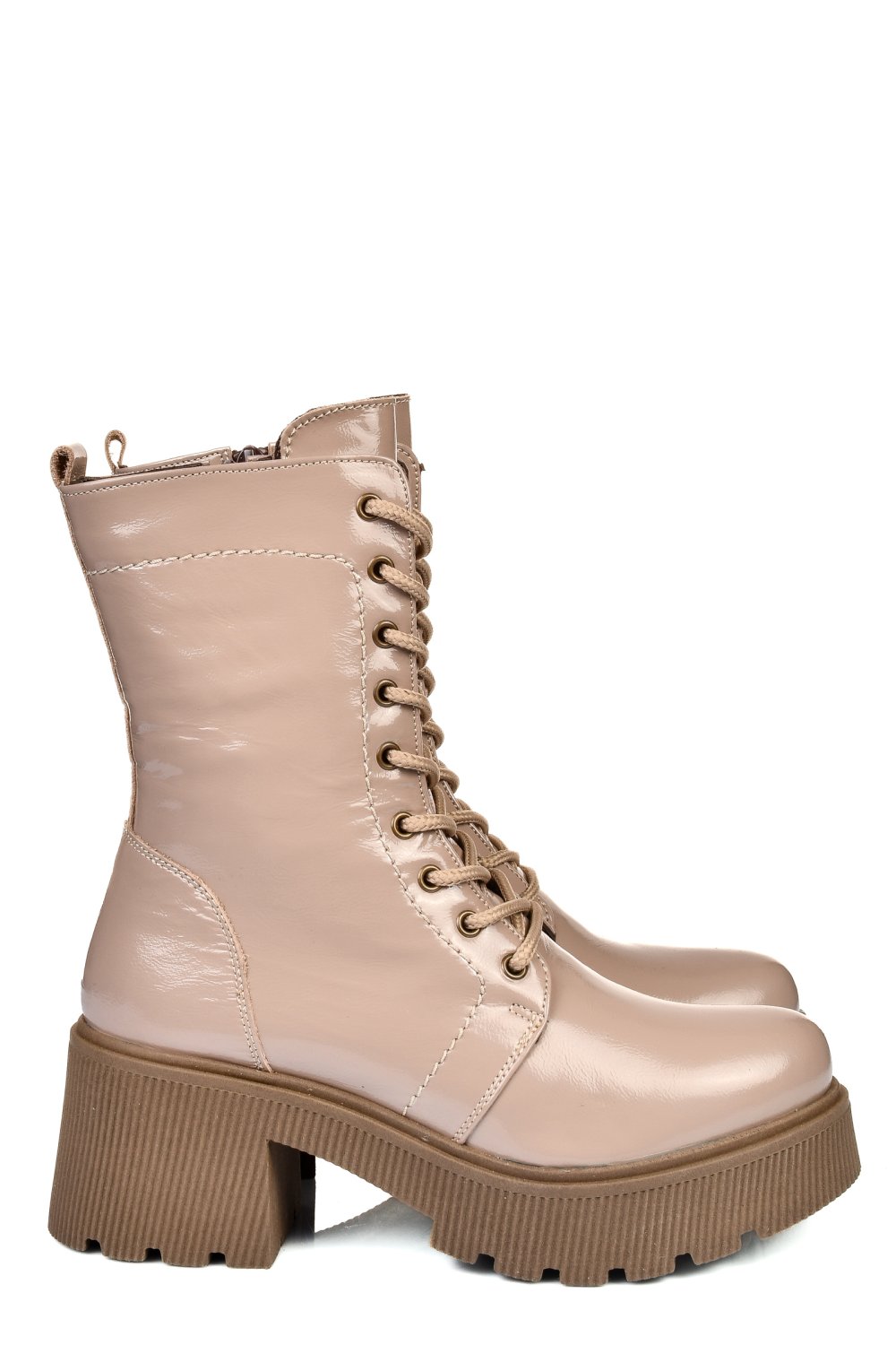 Bézs természetes lakkozott bőr bakancs 2s7h42823npk