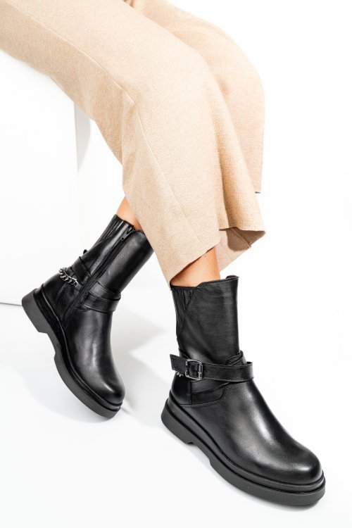 Fekete természetes bőr bakancs 2s7h42817np