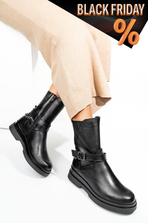 Fekete természetes bőr bakancs 2s7h42817np