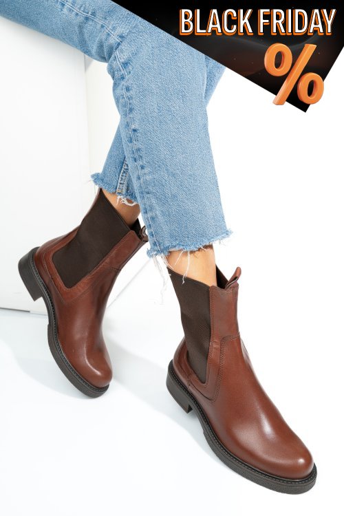 Barna természetes bőr bakancs 7s7h627