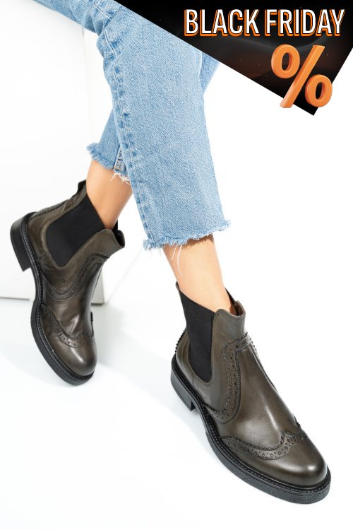 Zöld természetes bőr bakancs 3s7h713