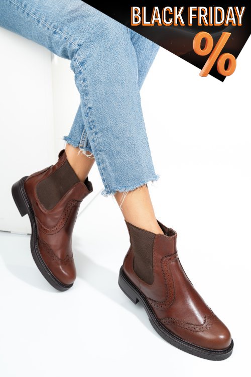 Barna természetes bőr bakancs 3s7h713