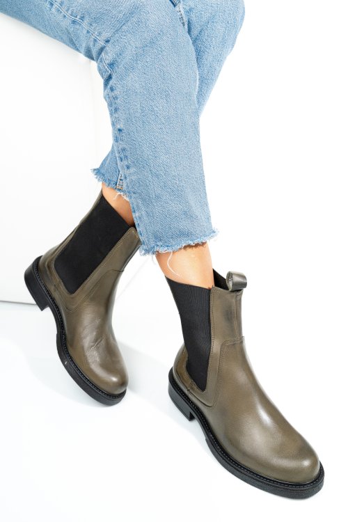 Khaki természetes bőr bakancs 7s7h627