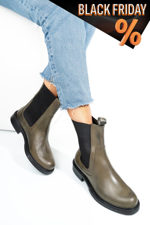 Khaki természetes bőr bakancs 7s7h627