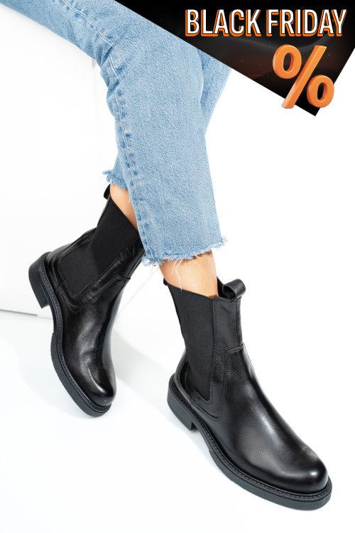 Fekete természetes bőr bakancs 7s7h627