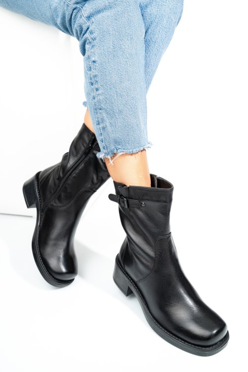 Fekete természetes bőr bakancs 0s7h7liscio