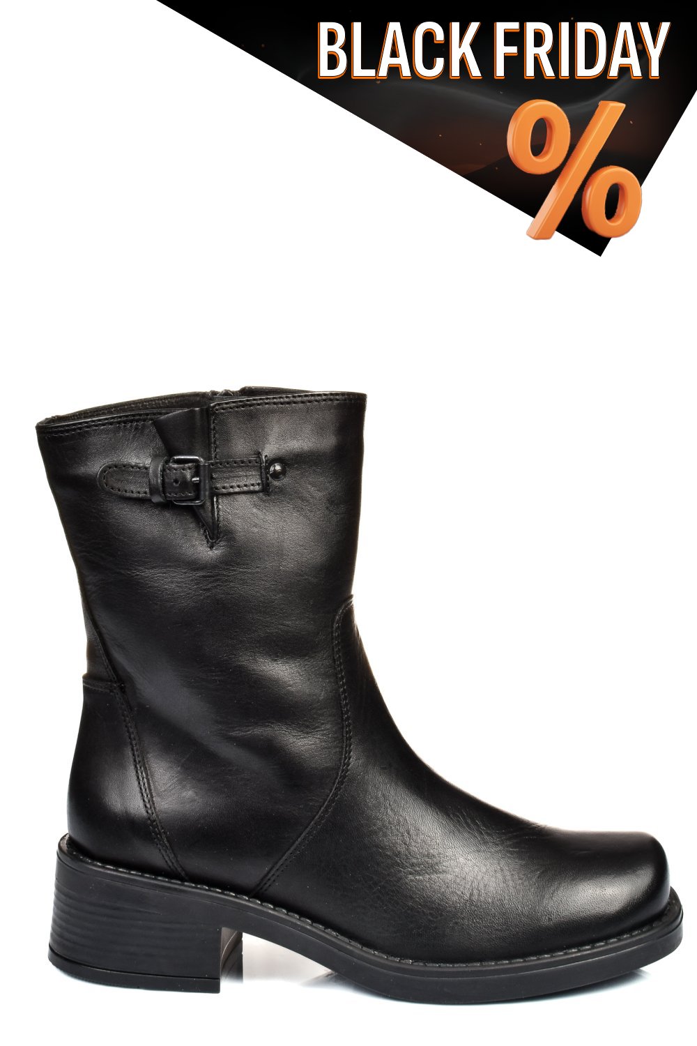 Fekete természetes bőr bakancs 0s7h7liscio