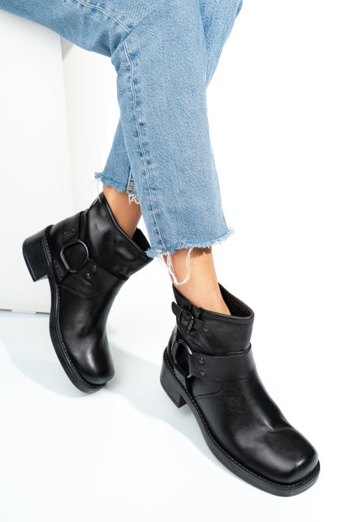 Fekete természetes bőr bakancs 0s7h6-01basilea