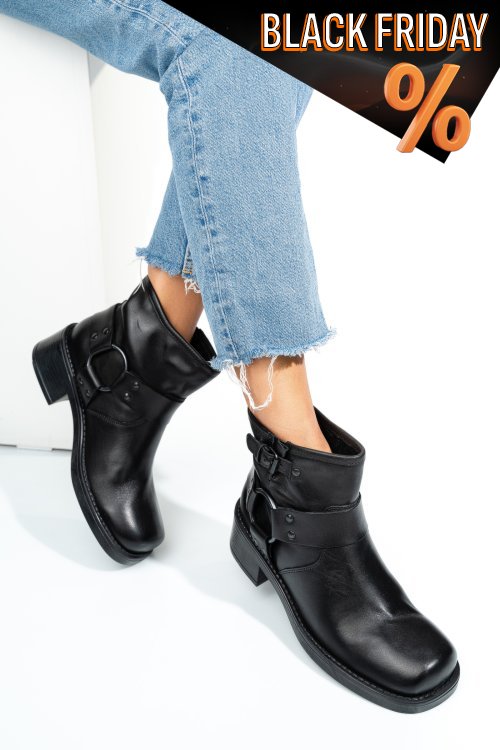 Fekete természetes bőr bakancs 0s7h6-01basilea