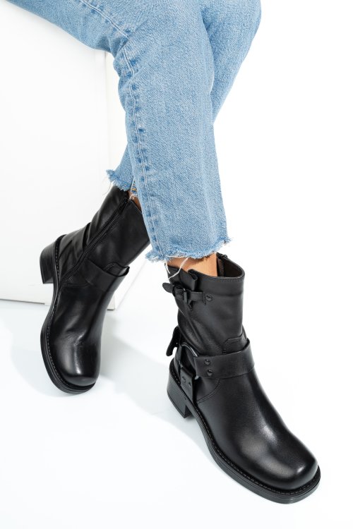 Fekete természetes bőr bakancs 0s7h7basilea