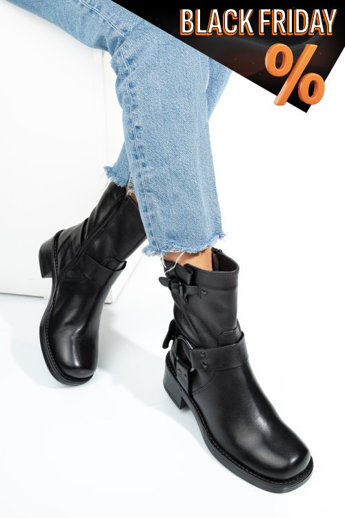 Fekete természetes bőr bakancs 0s7h7basilea