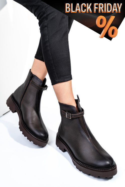 Barna természetes bőr bakancs 4s7h30