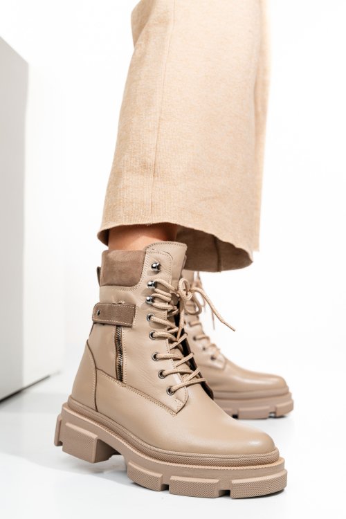 Bézs természetes bőr bakancs 2s7h12887np