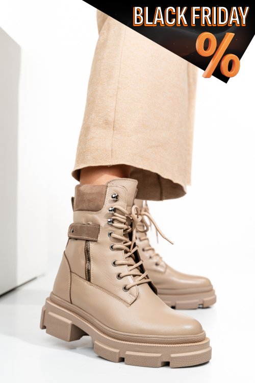 Bézs természetes bőr bakancs 2s7h12887np