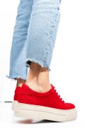 Piros fordított bőr sport cipők 3s7h001